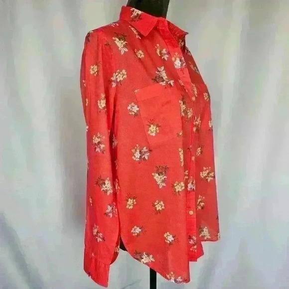 😍 NWOT 😍 Ann Taylor Loft Floral Everyday Shirt, Red, Size S - Picture 6 of 9